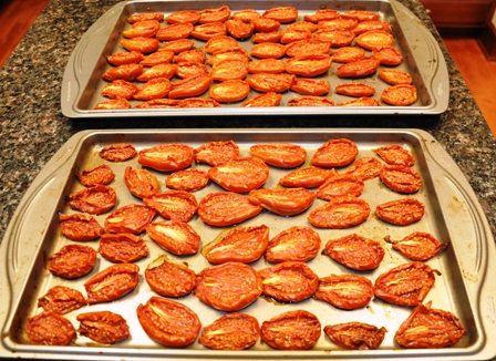 Oven Dried Plum Tomatoes After 6 Hours Drying TIme