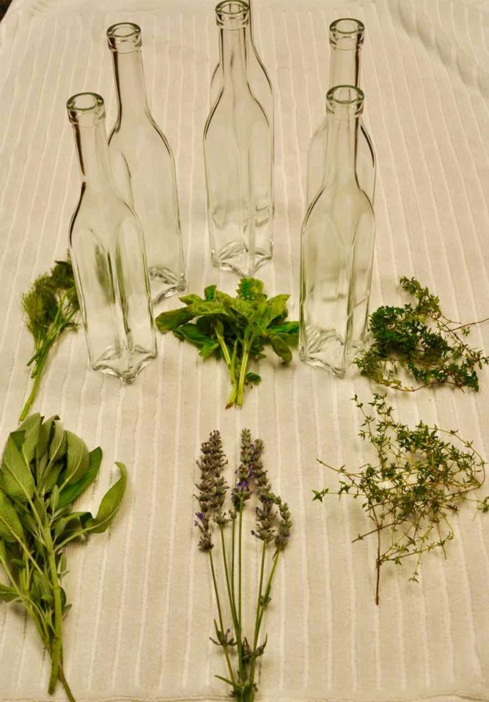 Herbs and Bottles for Herbal Vinegar