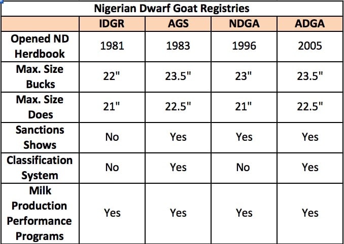 Purebred Nigerian Dwarf Goat Registries