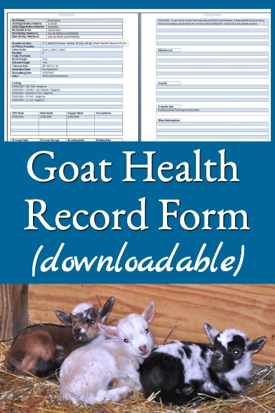 goat health record form